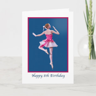 Födelsedag, 8:e, Dancing Ballerina på Blue Kort