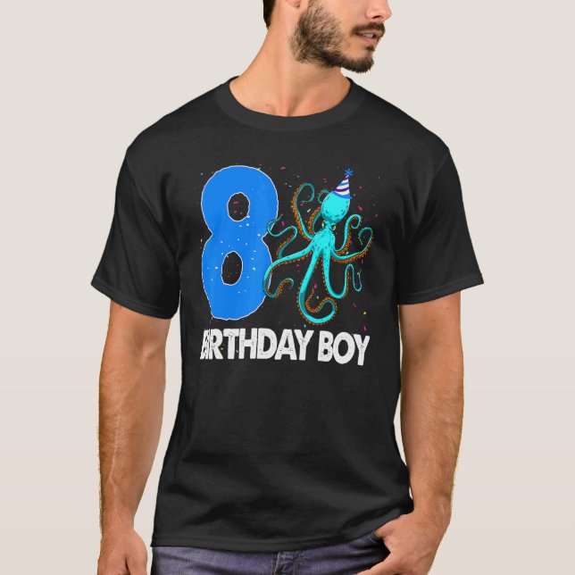 Födelsedag 8 S Octopus Kärlek T Shirt (Framsida)