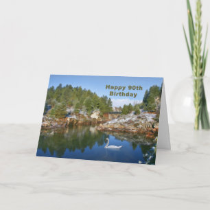 Födelsedag, 90:e, Sjö i bergstrakter, Svan-kort Kort