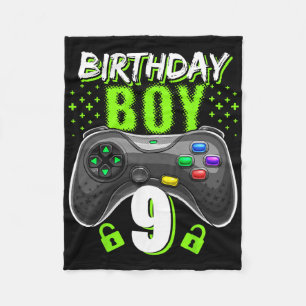 Födelsedag 9 Video Game Controller Gamer 9:e bir Fleecefilt