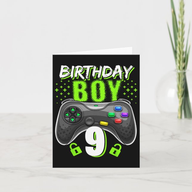Födelsedag 9 Video Game Controller Gamer 9:e bir Kort (Framsida)