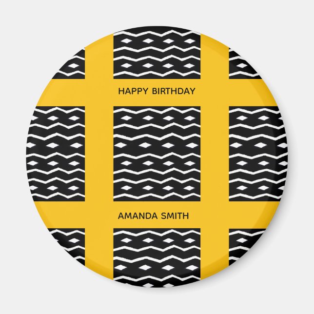 Födelsedag Afrikas konst Etniska Orangen Mönster S Magnet (Framsidan)