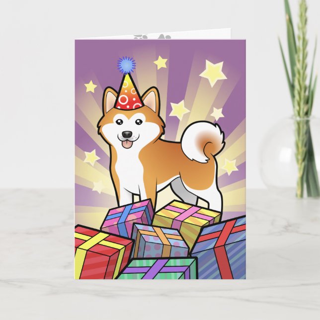 Födelsedag Akita Inu/Shiba Inu Kort (Framsida)