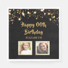 Födelsedag ÅLDER DÅ och nu Foton Guld Stars Pappersservett