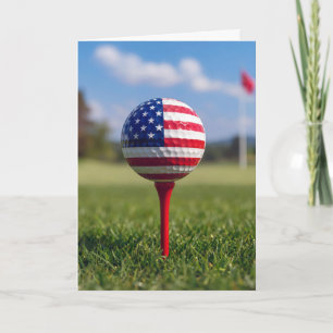 Födelsedag Amerikansk flagga på en golfboll Kort