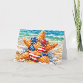 Födelsedag Amerikansk sjöstjärna med flagg bikini Kort