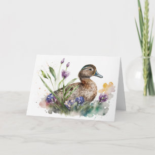 Födelsedag Anka i blommor Kort