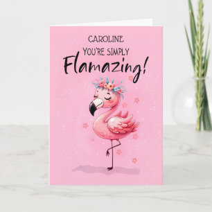 Födelsedag anpassa med Flamingo Fabulous Roligt Kort