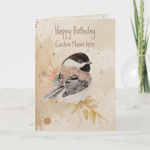 Födelsedag Anpassat Namn Chickadee Fågel Kort
