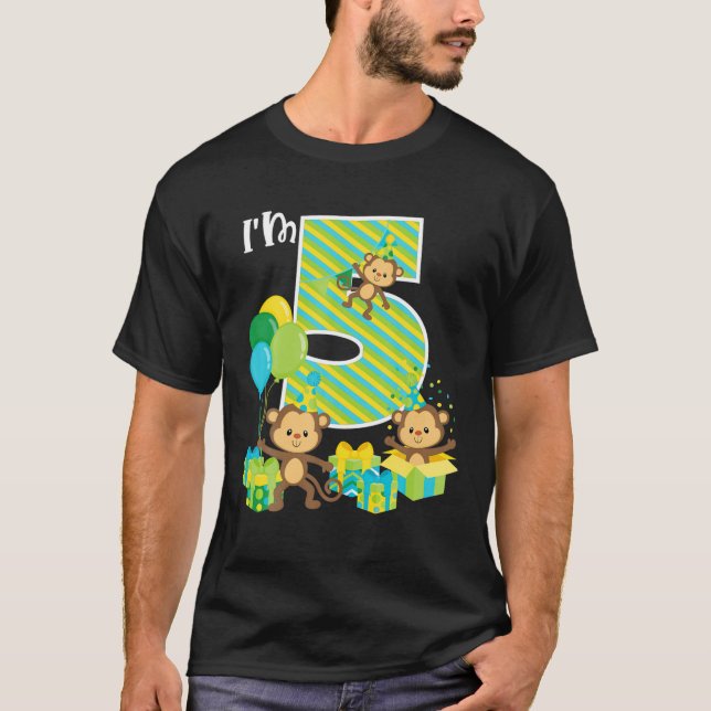 Födelsedag, apa 5:e Födelsedagsfesten, 5:e året ga T Shirt (Framsida)