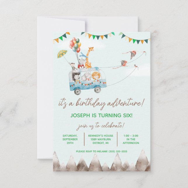 Födelsedag Äventyr, Flygdjur, födelsedag Inbjudningar (Framsida)