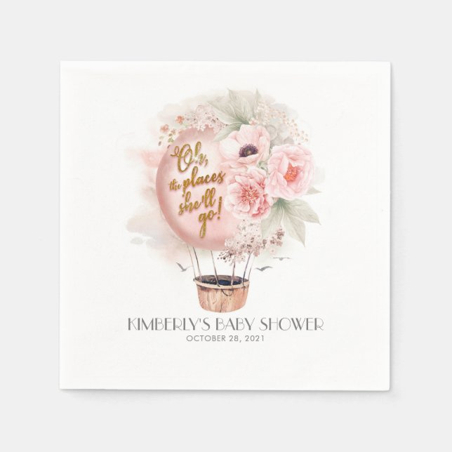 Födelsedag/babydusch/Luftballongens Blommigt Pappersservett (Framsidan)