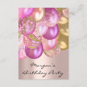 Födelsedag Babyskor rosa guld Ballons stiger Inbjudningar