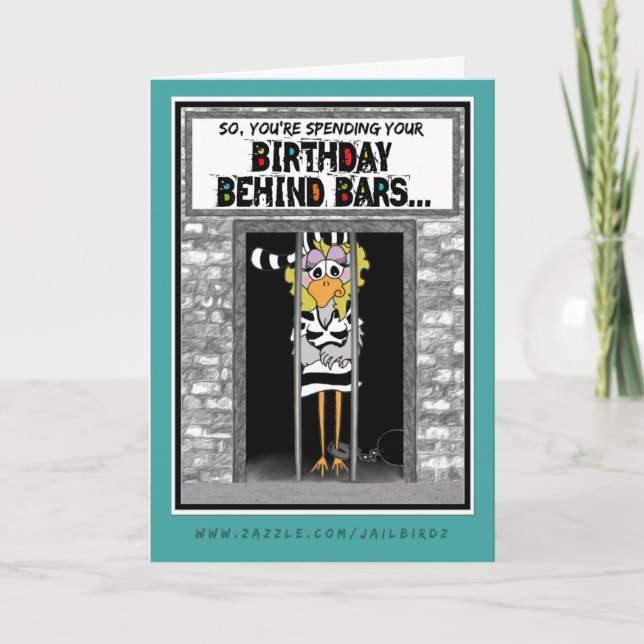 Födelsedag bakom Pub: Jailbird Birthday Card Kort (Framsida)