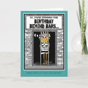 Födelsedag bakom Pub: Jailbird Birthday Card Kort