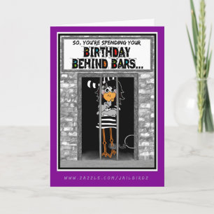 Födelsedag bakom Pub: Jailbird Birthday Card Kort