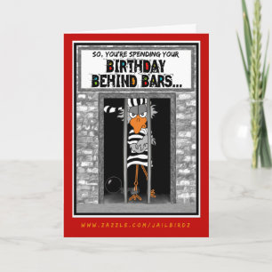 Födelsedag bakom Pub: Jailbird Birthday Card Kort