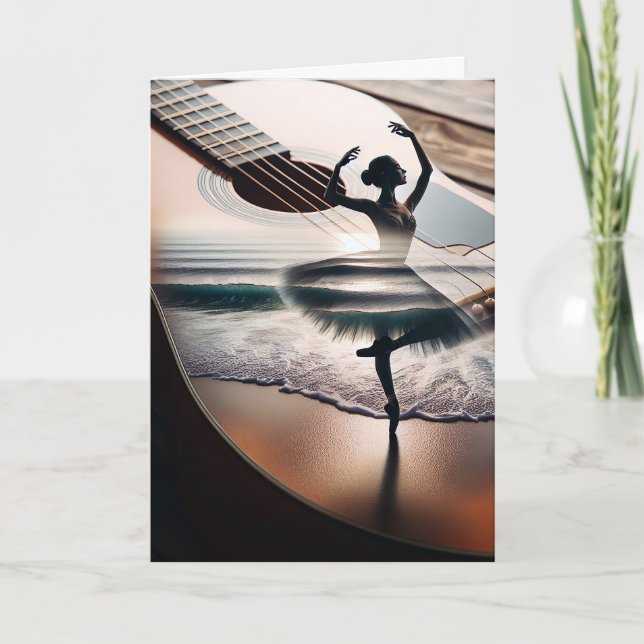 Födelsedag Ballerina Dancer i Guitar Kort (Framsida)