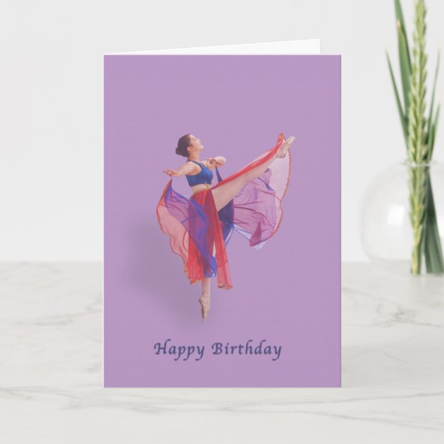 Födelsedag, Ballerina i Red, Blue och Lavender Kort (Framsida)