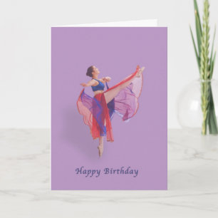Födelsedag, Ballerina i Red, Blue och Lavender Kort