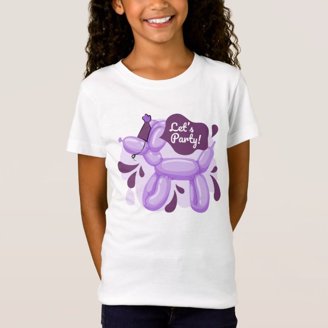 Födelsedag Balloon Hund Cute Party T Shirt (Framsida)