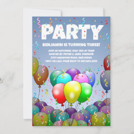 Födelsedag Balloon Party Inbjudningar