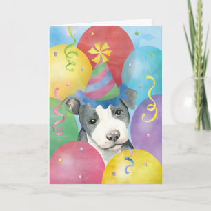 Födelsedag Balloons Pit Bull Terrier Kort
