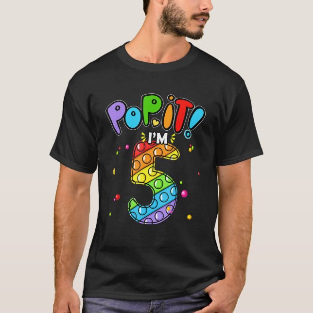 Födelsedag Barn Pop Jag är 5 år gammal 5:e födelse T Shirt (Framsida)