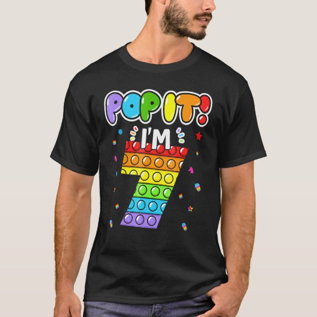 Födelsedag Barn Pop Jag är 7 år gammal 7:e födelse T Shirt (Framsida)