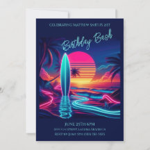 Födelsedag Bash-Sunset Surfboard Neon Ljus-