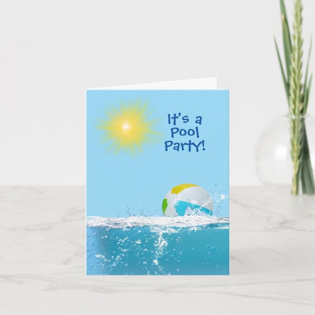 Födelsedag Bassäng Party med Beach Boll Inbjudan (Framsida)