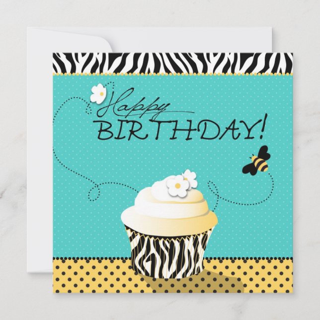 Födelsedag Be & Cupkaka Birthday Kort (Framsida)