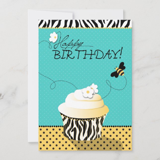 Födelsedag Be & Cupkaka Birthday Kort (Framsida)