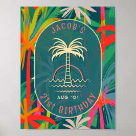 Födelsedag Beach party handflatan Träd Poster
