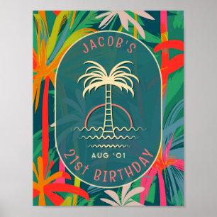 Födelsedag Beach party handflatan Träd Poster