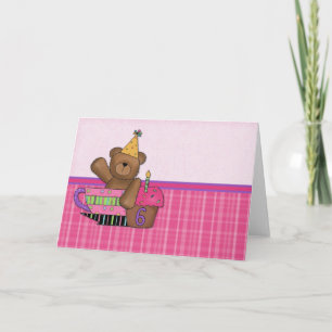 Födelsedag Bear Anpassade Card ålder 6 Kort