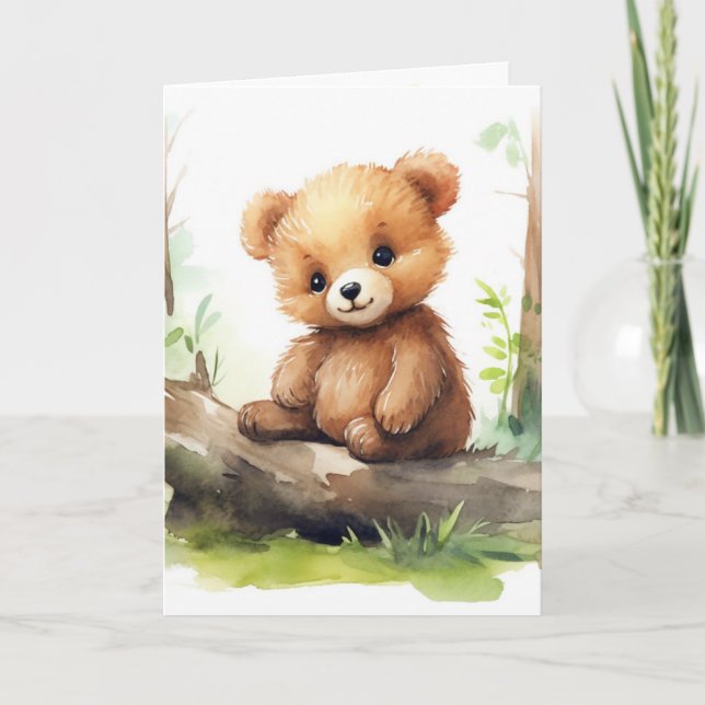 Födelsedag Bear Unge i loggboken Kort (Framsida)