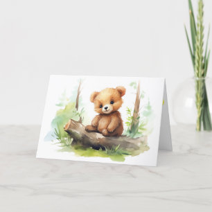 Födelsedag Bear Unge i loggboken Kort