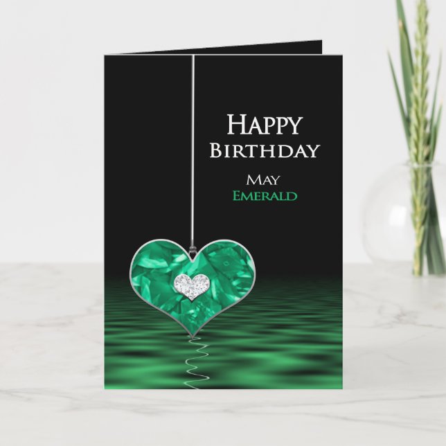 Födelsedag - Birthstone - maj - Emerald Kort (Framsida)