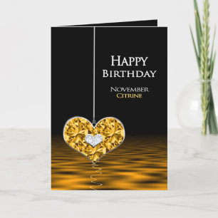 Födelsedag - Birthstone - November - Citrine Kort