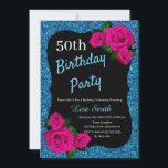 Födelsedag Blått Glitter Rosa ros Inbjudningar<br><div class="desc">Elegant blå glitter och rosa ros födelsedagsfest inbjudan för kvinnor oavsett ålder. Åldern kan ändras för vilken ålder som helst. Text kan ändras till vad som helst för att passa din händelse. Typsnitt, typsnitt färg och text är helt anpassade! Papper form och typ kan anpassas efter din budget och smak!...</div>