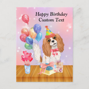 Födelsedag Blenheim Cavalier King Charles Spaniel Vykort