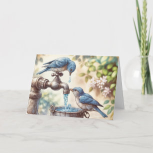 Födelsedag Bluebirds på en krydda Kort