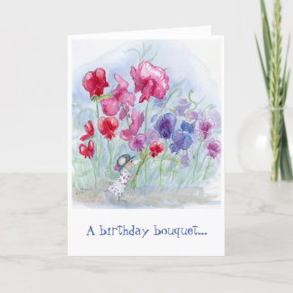 Födelsedag Bouquet-födelsedagskort Tack Kort