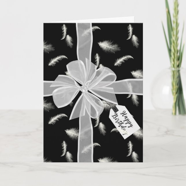 Födelsedag Bow på fjädrar Kort (Framsida)