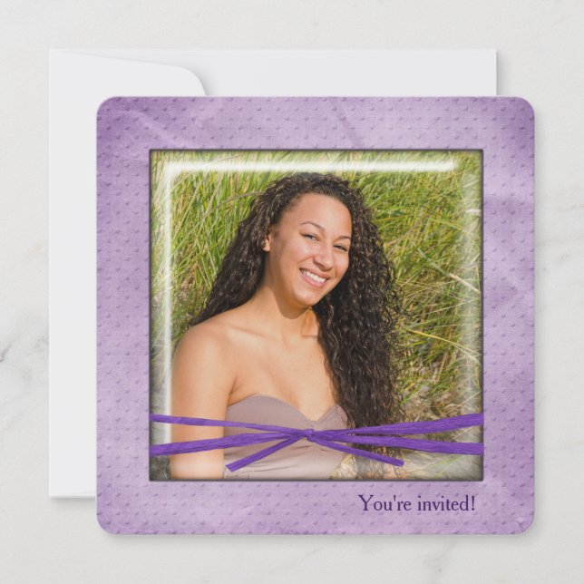 Födelsedag Bow på fotot ram Inbjudningar (Framsida)