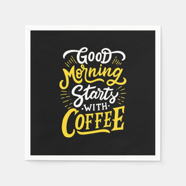 Födelsedag Bra morgon börjar med kaffe Pappersservett (Framsidan)