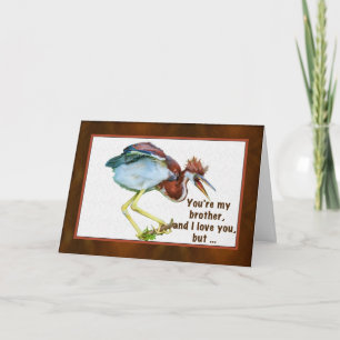 Födelsedag broder, Tricolored Heron, humor Kort
