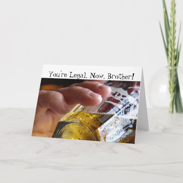 Födelsedag, bror, legal, 21. Öl i glas. Kort (Framsida)