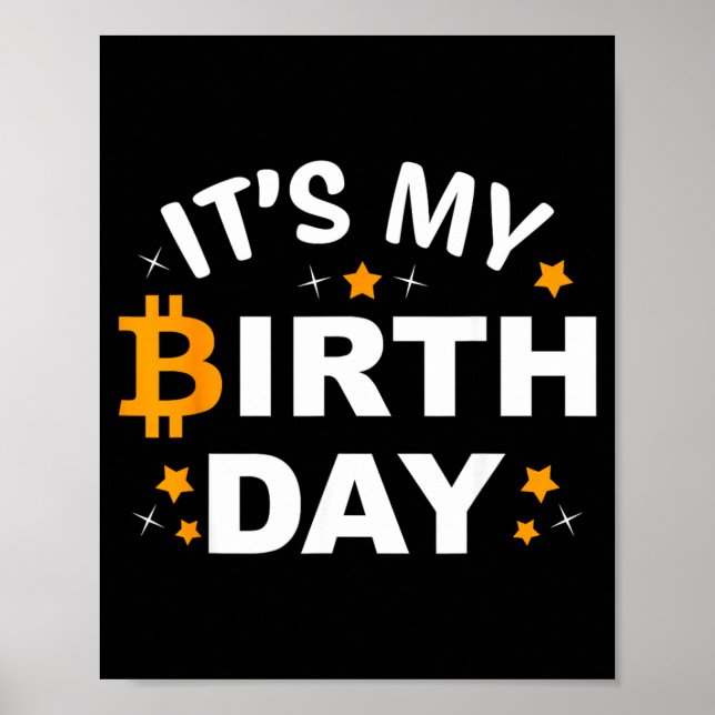 Födelsedag Btc Crypto Födelsedag Bitcoin B-Day Hod Poster (Framsidan)